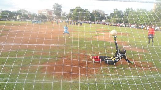 Kyambogo's Sunday Andrew Tumwine scores the winning penalty to give his side a 4-2 penalty victory over Nkumba University.