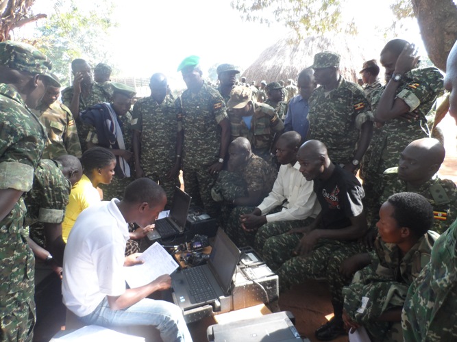 Soldiers register for the National ID's