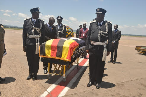 Assistant Inspector General of Police Julius Sharita's Body Casket At Entebbe Airport