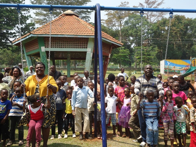 Entebbe RDC Rose Kirabira (L) With Mayor Kayanja Enjoying With Kids