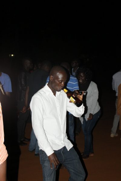 Man drinking like fish.