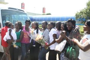A swarm of babes caused storm at the Entebbe Airport.