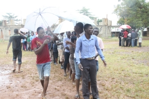 Joseph Katusabe in blue shirt was elected Youth chairman Katabi Busambaga.