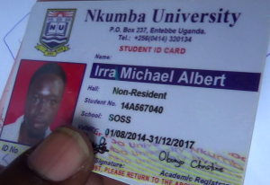 The deceased's university identity card.