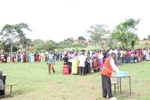 A voter cast his ballot at the Lugonjo Nakiwogo polling station.