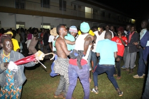 Rose Tumusiime supporter's jubilate shortly after being declared winner.