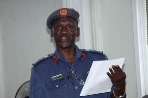 Col. Charles Lwanga speaking at the closure of the two day training workshop.