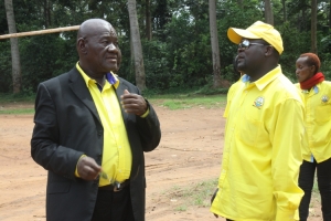 Joseph Ssesanga shares a light moment with Lukyamuzi Lwanga Joseph.