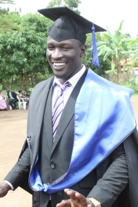Mongers Rugby Star John William Wandichio on graduation day last week at Nkumba University.
