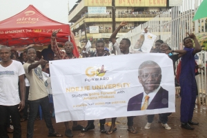 Ndejje University students raid Nakivubo stadium.