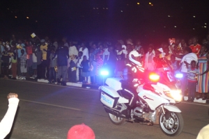 Police Motorbikes led Pope Francis' convoy to the city.