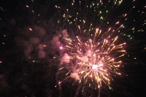 Fire works lit up the skies.