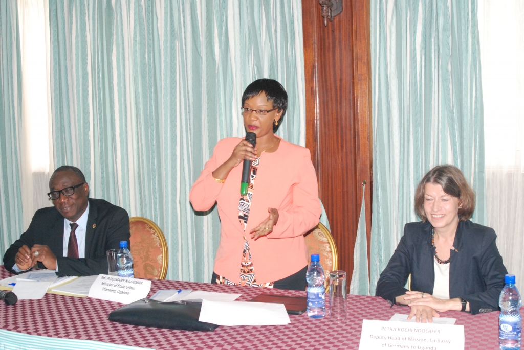 Minister Rosemary Najjemba addressing a workshop at Imperial Botanical Hotel.