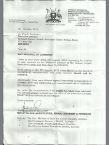 Minister Tress Bucyanayandi  Letter. 