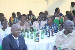 Table littered with booze.