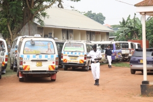 Taxis impounded at the Katabi Subcounty Head Quarters.