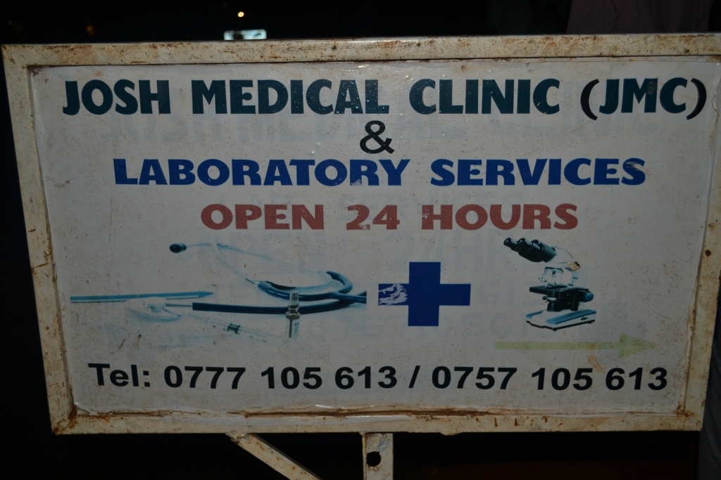 The clinic sign post where the toddler is alleged to have died.