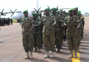 UPDF AMISOM  Forces shortly after arriving at Entebbe Airbase from Somalia.