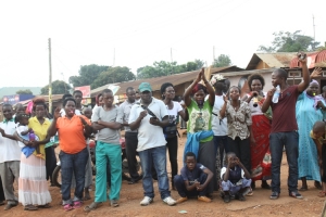 Archilles Kiwanuka's supporters at the campaign rally.