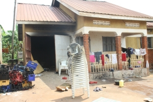 Betty Nabukeera's house that was engulfed by the fire.