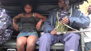 Disgraced Zurufah on a police truck.