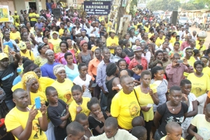 Hundreds of NRM Party supporters attended the Campaign rally that was held on Thursday in Lunyo Zone.