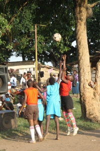 Netball match in action.