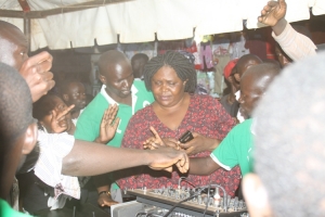 Rowdy DP Supporters block Nabutoono from confiscating the Public Address System.
