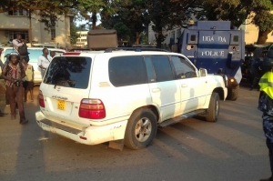 Besigye's car at the police station.