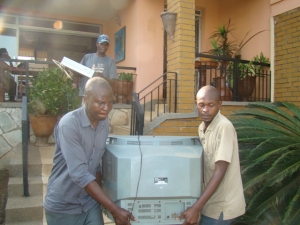 Court Bailiffs Carrying Kaka Junior Fat Belly TV Screen