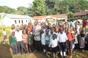 David Mutebi with some of the kids at the Entebbe Vocational Institute.