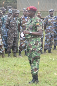 Maj. Macdans Kamugira addressing soldiers at a past Tarehe Sita Function. 