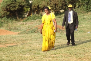 Patience Mubangizi sneaking into Museveni's campaign rally.