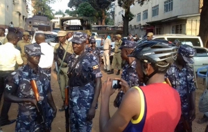 Police Deployed heavily to quell any protests resulting from Besigye's detention.
