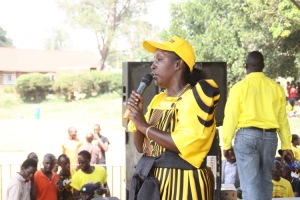 Rose Tumusiime addressing supporters.