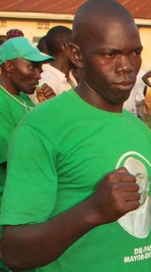 Wanted Man Kasujja Moses Bim at a recent DP Rally. 