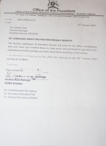 A Copy of the letter that RDC Rose Kirabira wrote to Ssali Martin summoning him in her office.