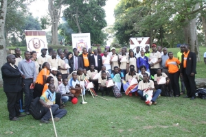 Participants in a group photo with NCS Boss Muramagi, UWBF Kayongo and Ndejje University's Fred Kakembo.