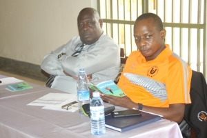 UWBF Paul Mark Kayongo (R) with Nkumba University Dean of Students at the two-day workshop.