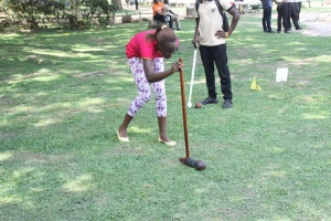 Zimbabwe's Beatitude Ngwenya in a practice session.