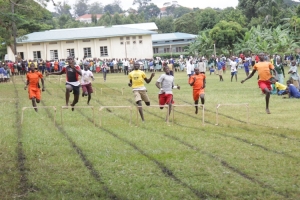 Entebbe School pupils during a 100m hurdles race at Lake Victoria School play ground.