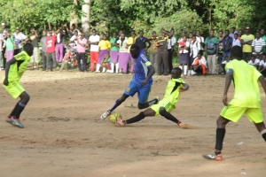 Entebbe parents players tackle Kisubi captain Emmanuel Loki. He scored the only goal of the match.