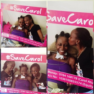 Miss Nkumba Doreen Muganwa with bedridden Carol Atuhirwe.