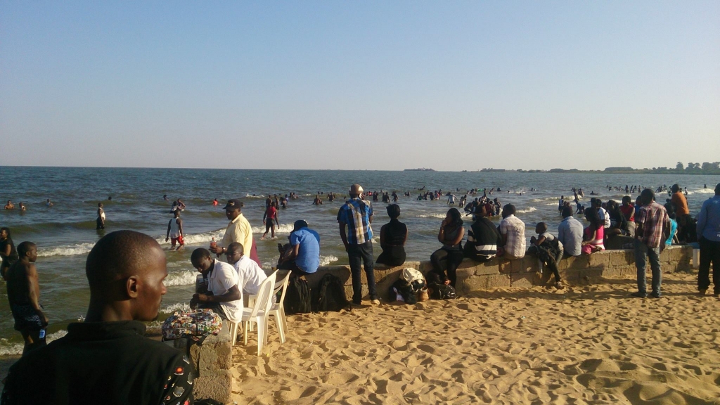Spennah Beach revelers raid waters like crazy.