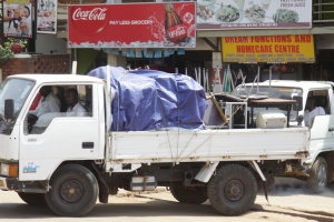 Truck ferrying Hon. Kawuma's wife's belongings.