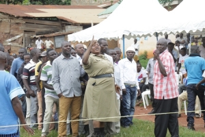 Kitooro OC Station Eseza Nabutoono ordering Councilor Bruhan to leave the voting area immediately.
