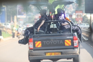 Police Lead Car escorting Rose Tumusiime's motorcade.