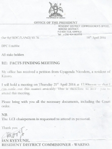 RDC  Letter To Police Boss Godfrey Nisiima