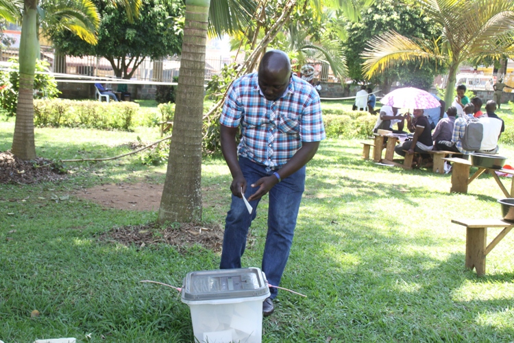 Entebbe Residents Shun LCIII Polls. Stanley Namayirira cast his ballot at the Leisure park Kitooro polling Station.