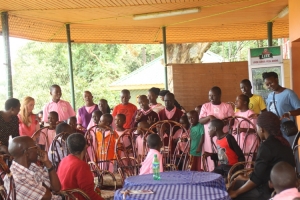 Kids from the Entebbe Child Welfare center singing for the guests.